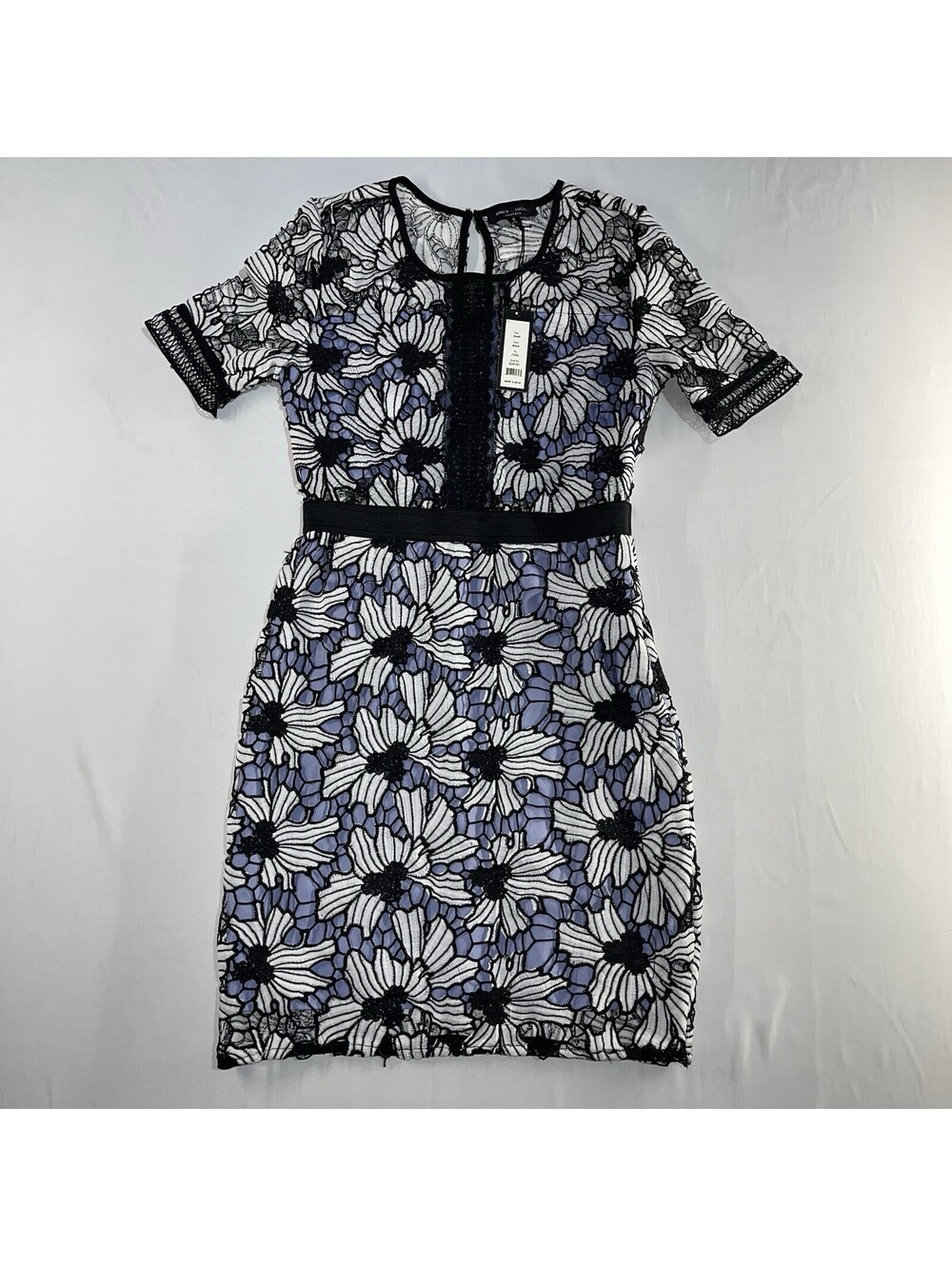 Romeo + Juliet Couture Crochet Knit Lace Dress Small  Black Blue Cocktail $240